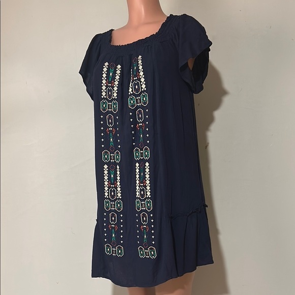 Blue Rain Women’s Embroidered  Swing Dress  Short Sleeve Lined Size Small - Picture 1 of 13